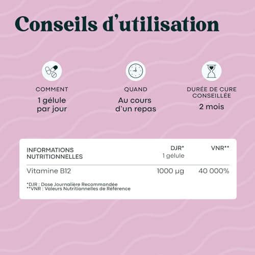 Vitamine B12 1000 μg Vegan, Cure de 2 mois, Réduit la Fatigue & Soutient le Système Nerveux, 60 Gélules Végétales, 100% Méthylcobalamine Pure et Biodisponible, Essentials by Novoma