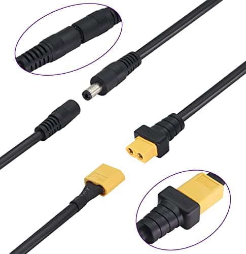 Câble DC 5,5×2,5mm vers XT60 Connecteur Femelle XT60 Bullet vers DC 5,5×2,5mm Câble D'alimentation Mâle pour fer à Souder TS100,Alimentation D'affichage FPV,Drone(DC 2.5mm-M/30cm-2Pack)