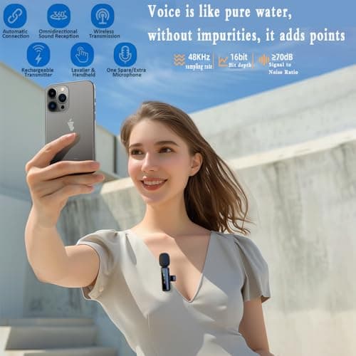 XIXIXIAXIA Micro Cravate sans Fil pour iPhone,iPad, Android,Caméra, Ordinateur, Portable, Mini Microphone avec réduction du Bruit, appairage Automatique,pour Vlogging,Enregistrement vidé, Vlog
