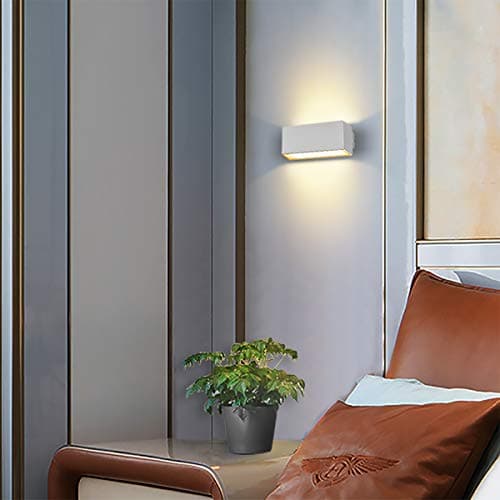 Dr.lazy 12W Applique Murale led Intérieur exterieur Huat en bas Lampe murale LED Moderne Imperméable IP65 Appliques Murales en Aluminium pour Salon Escalier Couloir Jardin (Blanc/Blanc Chaud)