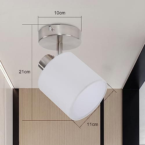Glitzerlife Spots de Plafond Rails 1 Spot - Plafonnier Blanc Orientable Applique Murale Intérieure E14 Industriel Luminaire Chambre Salon Cuisine Salle à Manger Sans Ampoules