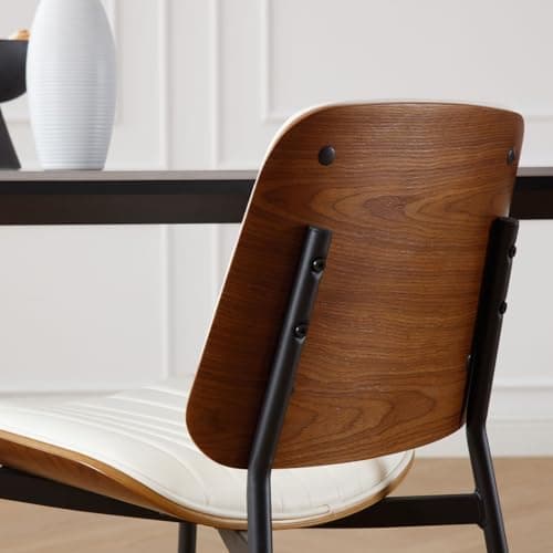 Wahson Chaises de Salle à Manger Lot de 2 Chaise Salle a Manger Cuir PU avec Pied Métal Chaise de Cuisine Moderne avec Dossier, Chaise pour Salle a Manger Confortable, Blanc