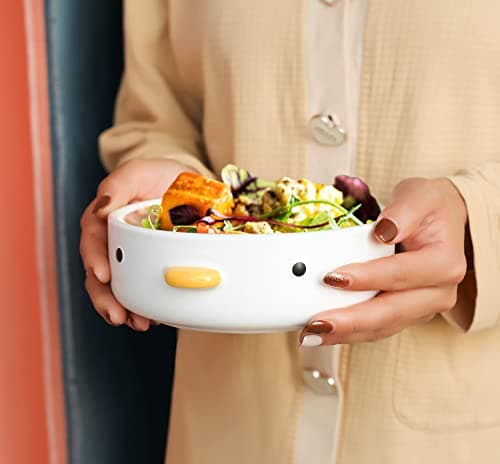 TULANDOT Bols à Salade de Poussins Mignons et Amusants,Bol à Salade Drôle de Canard 16cm,Céramique de Sécurité pour Poussin Emaillée Faite à la Main, Grands Bols à Nouilles