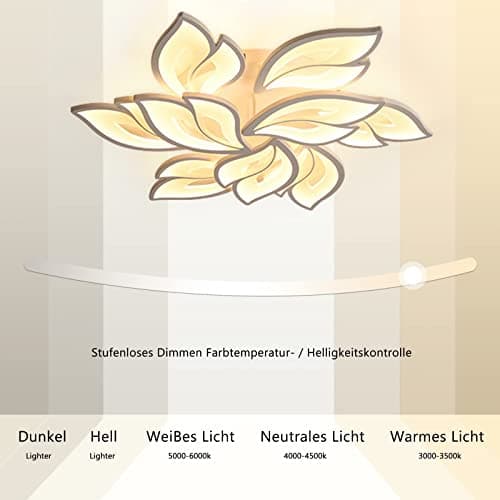 Sky angle Plafonnier LED avec télécommande, lampe de chambre à coucher à intensité variable, plafonnier de salon créatif en forme de fleur (9 têtes/Ø84 cm/33,1 pouces)
