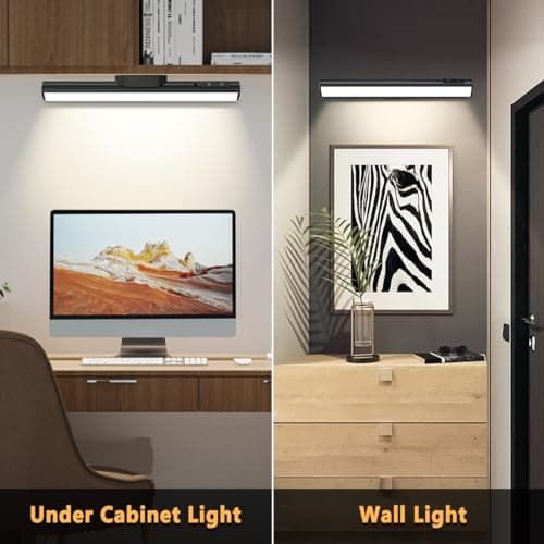 Hapfish Reglette LED Cuisine Rechargeable USB, 4000mAh Lampe Murale Sans Fil, Lumiere Magnetique avec Télécommande, Barre Eclairage Tableau a Pile pour Placard, Interieur, Vitrine, Armoire, Meuble