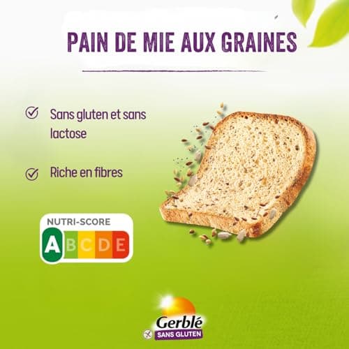 Gerblé Pain de Mie aux Graines - Sans Gluten et Sans lactose - Riches en fibres - 200g - 221520