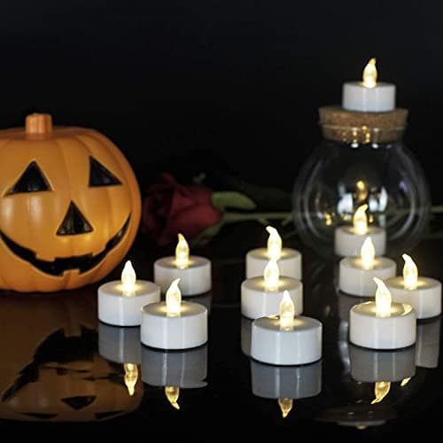 simile Lot de 24 bougies chauffe-plat LED sans flamme alimentées par piles - 100 heures - Pour fête de mariage, vacances, décoration d'intérieur ou d'extérieur (blanc chaud)