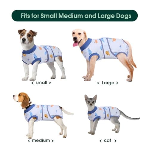 Kuoser Combinaison de Récupération Chirurgicale pour Chiens et Chats, Anti-Léchage Chiot Chemise de Récupération pour Plaies Abdominales, Col en E Alternative pour Petite Moyenne Grande Chien