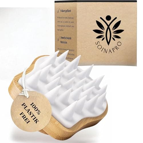Soinapro Brosse de massage du cuir chevelu, en bambou, avec effet anti-pelliculaire, brosse à shampoing pour la douche, brosse de lavage des cheveux pour une croissance saine des cheveux, massage du