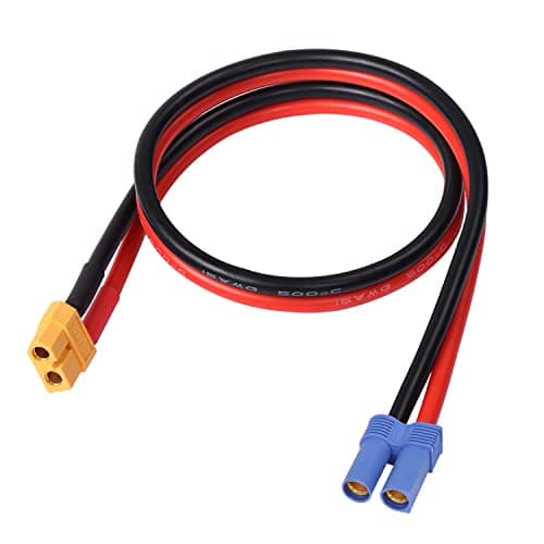 MEIRIYFA Câble d'extension EC5 femelle vers XT60 femelle, connecteur XT60 femelle vers connecteur EC5 femelle avec cordon en silicone 12 AWG – 0,5 m
