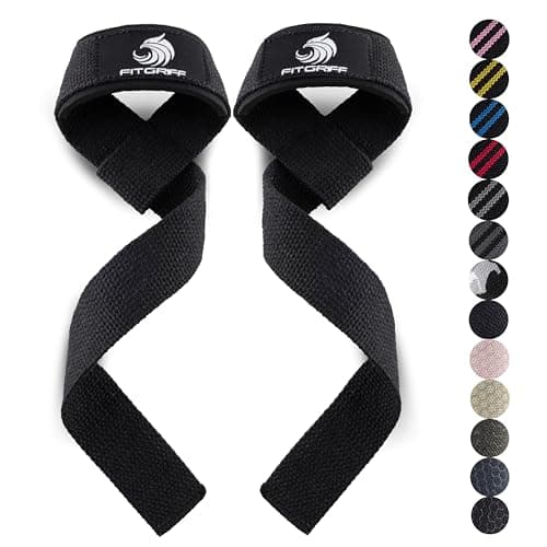 Fitgriff® Sangle de Tirage Musculation - Lifting Straps pour Fitness, Levage, Gym - Accessoires Salle de Sport (Original Black, Standard (Plus de 16cm de Poignet))