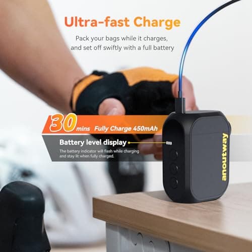 anoutway Mini Pompe à vélo, Pompe à vélo avec manomètre numérique, Pompe à air électrique pour vélo, arrêt Automatique pour VTT, vélo de Route AT1 Pro