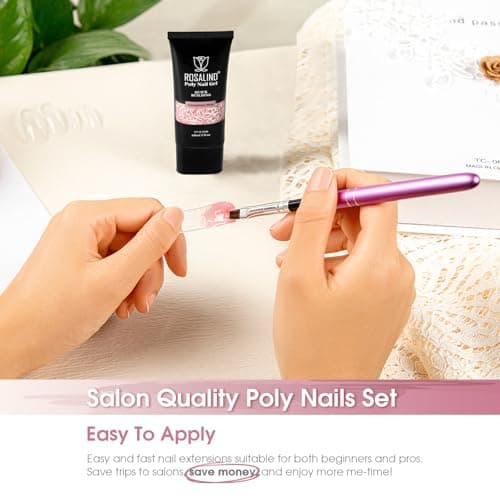 ROSALIND Gel pour Extension d’ongle 60ml, Cinnamon Pink Gel Construction Ongle UV, Poligel à Ongle Gel Nail Art pour les débutant, Professionnel et Salon de Manucure, Cadeau Pour les Amateurs