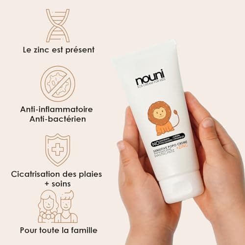 SOS Crème de protection des plaies + zinc 100 ml Crème Popo – Protection des plaies dans la zone des couches – Soin intensif pour la peau des enfants – Sans additifs nocifs nouni