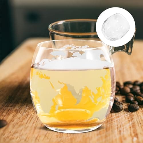 DOITOOL Lot de 2 verres à whisky en verre transparent pour carte du monde - Pour le vin, le whisky, le bar à la maison