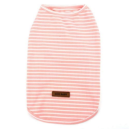 PAIDEFUL Vêtements pour Petits Chiens Garçon Fille été rayé Chiot t-Shirt Gilet Respirant Coton t-Shirt sans Manches Chihuahua Yorkshire Rose M