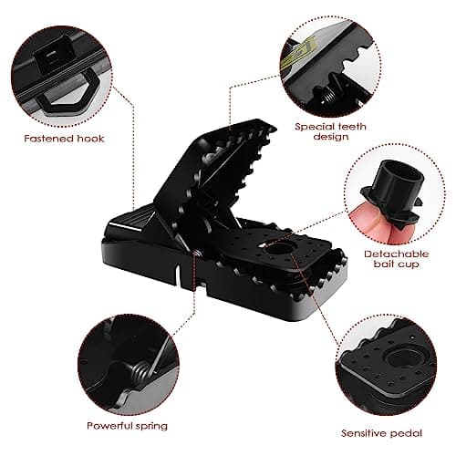 Fousenuk Piège à Rats Professionnel, 6 Clips de Piege a Souris Efficace, Piège Souris Reutilisable, Tapetteà, Attrape, Tapetteà Plastique, Tapette, Convient pour la Maison et Exterieur