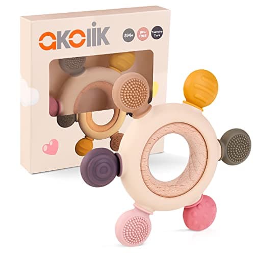 akolik Anneau de dentition pour bébé, en silicone pour jouet de dentition, accessoires d'allaitement sans BPA pour bébés de 3 mois et plus (Gouvernail B)