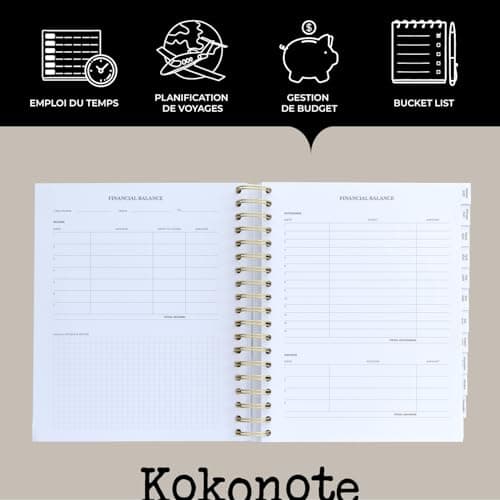 Kokonote - Agenda Annuel Semainier 2025 Noir | Agenda Grand Format, Agenda Spirale, Planner 2025