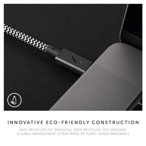Native Union Type-C Belt Câble Pro - 240W USB-C à USB-C 2,4m Câble de Charge Ultra Robuste Compatible avec iPhone 16, 16 Pro Max, MacBook Pro 14"/16" M2, Air 15" M2, iPad Pro (Zebra)