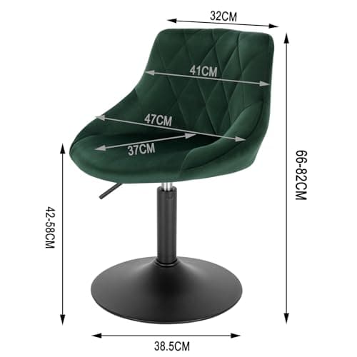 WOLTU Lot de 1 Tabouret de comptoir réglable en Hauteur et pivotante,Tabouret de bistrot en Velours Structure métallique, Hauteur Réglable de 38-49.5cm, Vert Foncé, BH242dgn-1