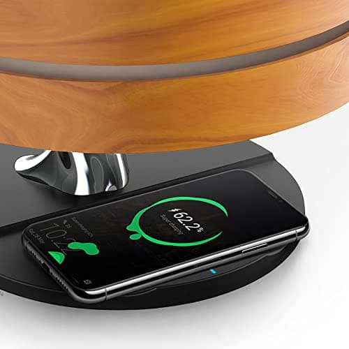 Silumen Lampe de Chevet Ronde Horizon avec Enceinte & Chargeur Sans fil - Dimmable Tactile
