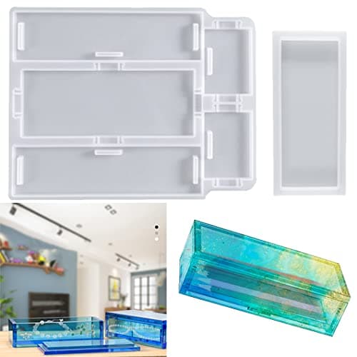 Koonafy 2pcs Moule Resine Epoxy Boite a Bijoux, Moule Silicone Boîte de Stockage, Moule en ÉPoxy Pen Holder, Moule Resine Epoxy pour DIY Conteneur de Bijoux Artisanat