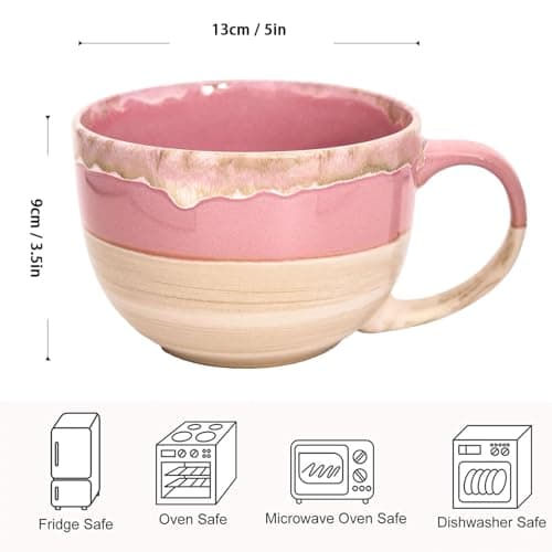hengshukeji Grandes tasses à café en céramique de 700 ml, bols à soupe avec poignées, tasse à thé extra grande pour bureau et maison