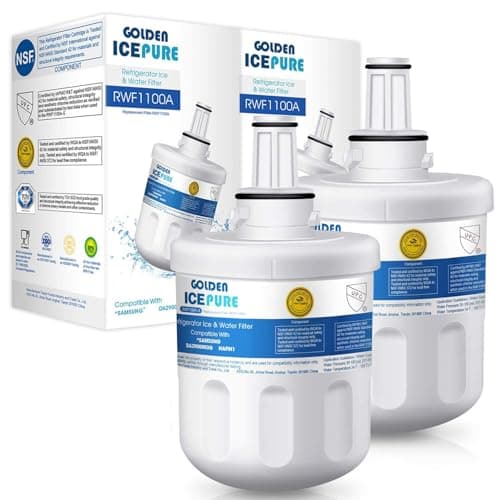 GOLDEN ICEPURE Filtre à eau pour réfrigérateur, remplacement pour Samsung DA29-00003F, DA29-00003G, Aqua Pure Plus Hafin, DA29-00003B, DA29-00003A, DA97-06317A, RFC1100A, 2 pièces RWF1100A