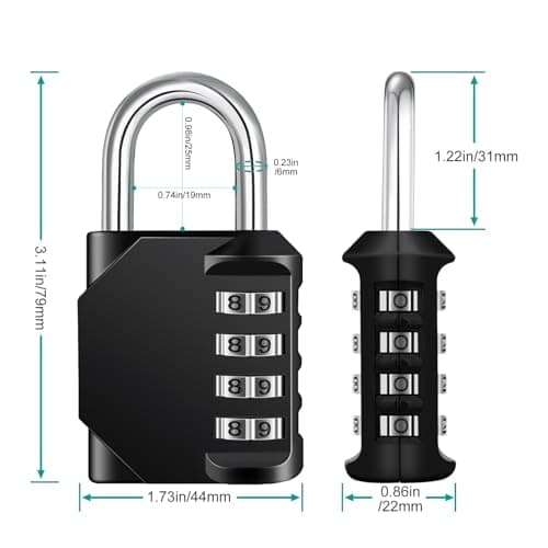 ZHEGE Cadenas Code 4 Chiffres, Cadenas a Code Pour Casier Vestiaire Sport, College, Scolaire, Cadna avec Code Exterieur Pour Portail, Abri de Jardin, Noir