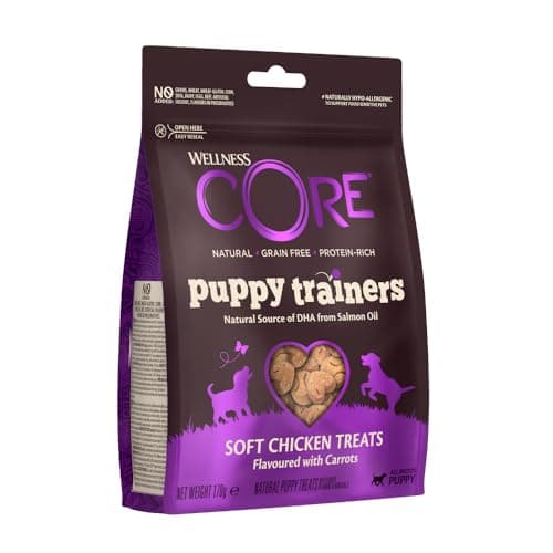 Wellness Core, Puppy Trainers, Friandises d'Apprentissage pour Chiot, Naturelles et Sans Céréales, Poulet/Carottes, sachet de 170 g