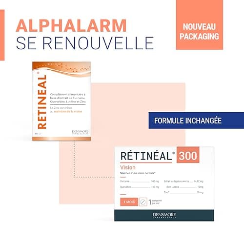 Densmore - Rétineal - Complément Alimentaire Vision - Participe au Maintien d'une Vision Normale - Zinc, Curcuma, Quercétine, Lutéine - 30 comprimés - Cure de 1 mois - Fabriqué en Europe