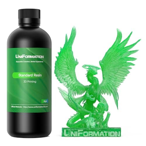 UNIFORMATION Résine pour imprimante 3D Résine 3D liquide à séchage UV rapide à base de plantes de haute précision à faible viscosité Convient pour l'impression SLA/LCD/DLP Transparent Vert clair 1 kg