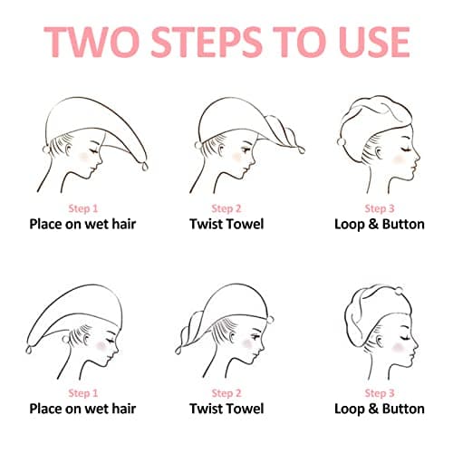Cheveux Serviette, Rayyl 2 pièces Serviettes de Séchage pour Cheveux avec Boutons, Serviette à Cheveux en Microfibre Super Absorbante Cheveux Secs Rapidement pour Femmes