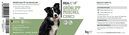 ReaVET concentré Poudre de moules à lèvres Vertes Chien 1 kg, Poudre de moules à lèvres Vertes Chien Cheval, moules à lèvres Vertes après arthrose traitée