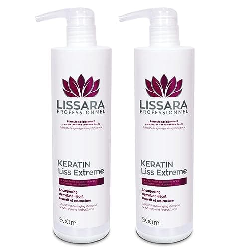 LISSARA - Duo Shampoing et Après-Shampoing Sans Sulfate SLES - Sans Silicone - Sans Paraben - à la kératine - Prolongateur Apres Lissage Brésilien - Fabriqué en France - 2 x 500ml