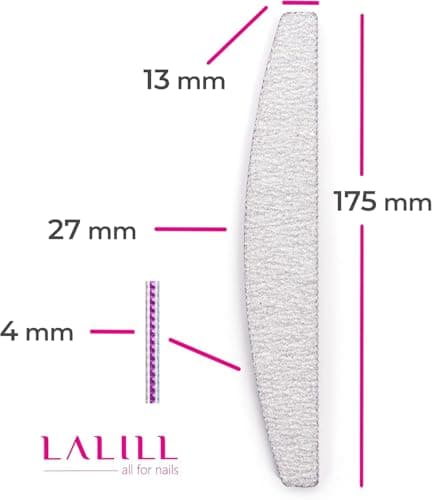 LALILL Lime à Ongles 50 Pcs. 100/180 Grain, Demi-Lune Zebra - Limes à ongles pour Gel - Modelage D'ongles Hybride, Acrylique, Polish Gel - Bilatéral, Jetable - Manucure, Buffer, Bloc, Professionnel