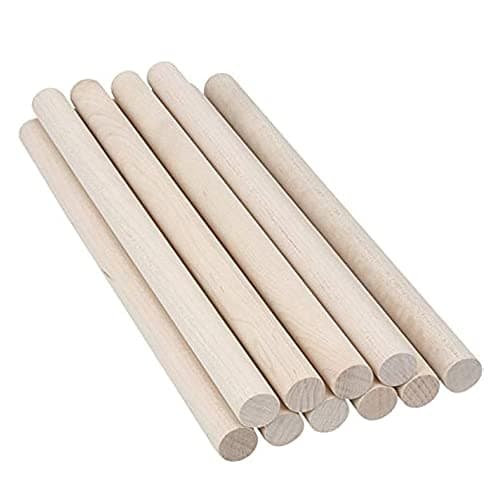 10 Baguettes en Bois, Baguettes Rondes en Bois, pour Le Bricolage, La Peinture, La Décoration De La Maison Et du Jardin.,10mm,Diameter