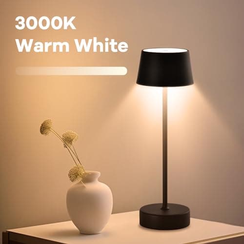 LQWELL® Lampe De Table LED Sans Fil Avec Batterie Tactile, Type C, Lampe De Chevet Rechargeable Par USB, IntensitÉ Lumineuse RÉGlable Pour Salon, Chambre À Coucher, Dîner, Hôtel, Restaurant