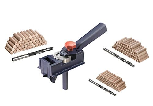 kwb Guide pour chevilles, set complet comprenant une mèche à bois CV et des chevilles à bois, aide au perçage universelle pour les perçages droits de Ø 3 3.3, 4 4.2, 5 6 6.8, 8 10 12 mm
