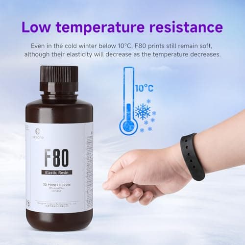 RESIONE Résine d'imprimante 3D, résine élastique F80 avec allongement élevé à la rupture haute résilience, résine photopolymère pour impression 3D LCD DLP MSLA(Noir 1000g)