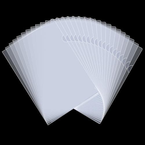 Lot de 40 Chemise Plastique A4 Transparent,Dossiers en Plastique Transparent A4,180 Microns,Pochettes Coins A4 en Polypropylène Pour le Bureau de L'école