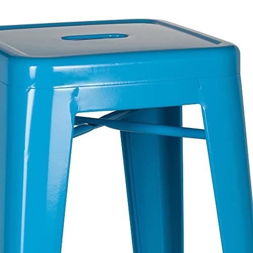 hjh OFFICE 645014 Tabouret de Bar VANTAGGIO High Métal Bleu Clair, Tabouret Industriel Haut, empilable