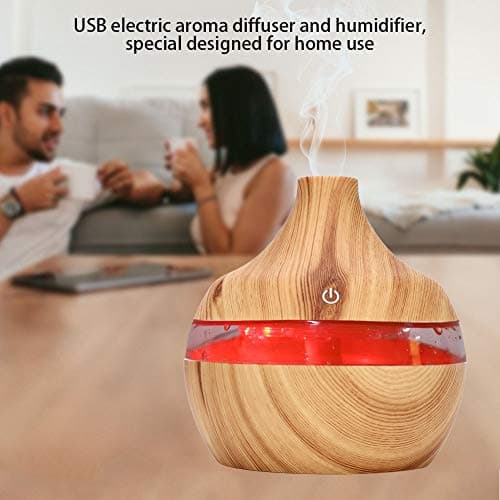 VIFERR Diffuseur Huiles Essentielles 300ml, Mini Portable Humidificateur d'air Chambre Electrique Arrêt Automatique Diffuseur d'arômes ave 7 LED de Couleur pour Hambre Maison Yoga Bureau Spa