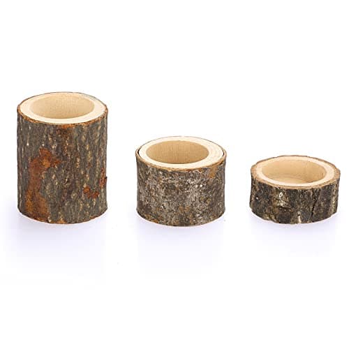 SUMTree 12 pcs bougeoir en Bois Chandelier Votive Support de Bougie décoration pour Maison,Table,Mariage (Hauteur 2,5CM+4CM+7CM)