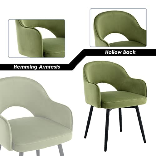 chairus Lot de 2 Chaises de Salle à Manger en Velours Moderne Fauteuil Rembourrée Chaise Pivotante à 360° pour Bureau Salon (Vert-2 (Velours))