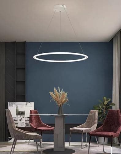 Lampe à suspension LED moderne table à manger dimmable lampe à suspension LED avec télécommande, lampe de salon ronde moderne Suspension Lampe de cuisine de bureau de salle à manger (blanc, Φ40cm)
