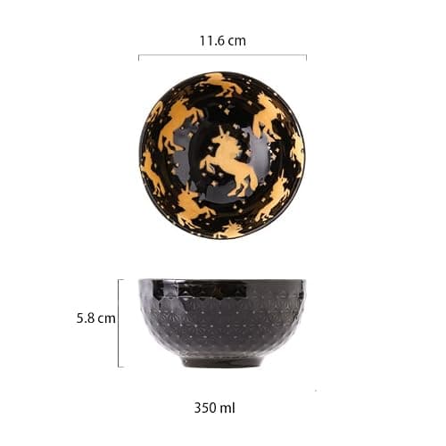 EeAaSsTy Ciotole per cereali - Lot de 8 bols en plastique réutilisables - Passent au micro-ondes et au lave-vaisselle - Noir - 11,6 cm