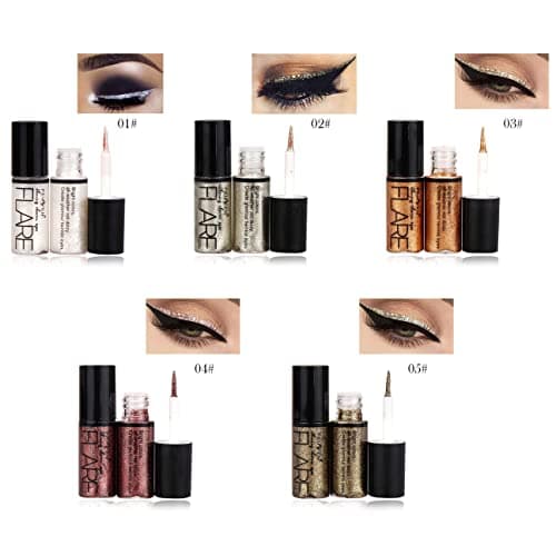 Allbestaye 10 pcs diamant paillettes eyeliner liquide set miroitement métallique Kit de maquillage étanche fard à paupières (10 PCS)