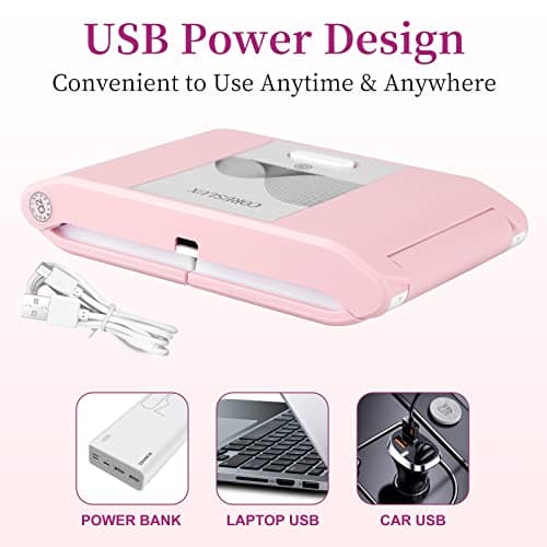 CORESLUX Mini Lampe UV Séchoir à Ongle Portable, 36 W Sèche-ongles Pliable avec Minuteur 60s/120s, Lampe UV Ongles Gel Shellac, Néon, Lampe UV Ongles Pour Tous les Gels (Rose)